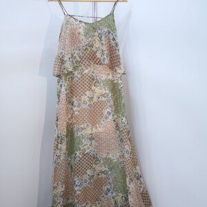 LOVE SADIE Floral Patchwork Maxi Dress with Spaghetti Straps, Size Small